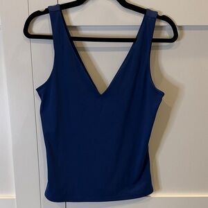 Express Deep V-Neck Sleeveless Tank Top - Royal Blue